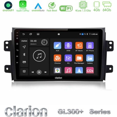 Clarion GL300+ Series 4Core Android11 4+64GB Suzuki SX4 2006-2014 Fiat Sedici 2006-2014 Navigation Multimedia Tablet 9"