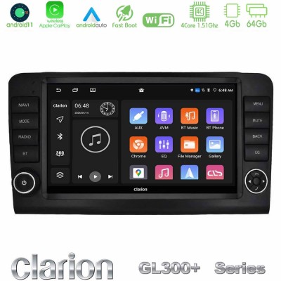 Clarion GL300+ Series 4Core Android11 4+64GB Mercedes ML/GL Class W164 2006-2011 Navigation Multimedia Tablet 9" (OEM Look)