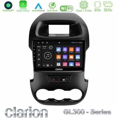 Clarion GL300 Series 4Core Android11 2+32GB Ford Ranger 2012-2016 Navigation Multimedia Tablet 9" Με Carplay & Android Auto