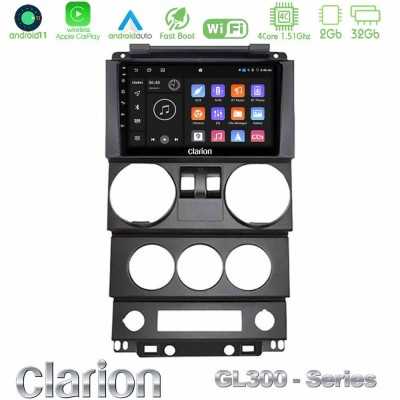 Clarion GL300 Series 4Core Android11 2+32GB Jeep Wrangler 2Door 2008-2010 Navigation Multimedia Tablet 9" Με Carplay & Android A