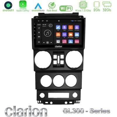 Clarion GL300 Series 4Core Android11 2+32GB Jeep Wrangler 2008-2010 Navigation Multimedia Tablet 9" Με Carplay & Android Auto