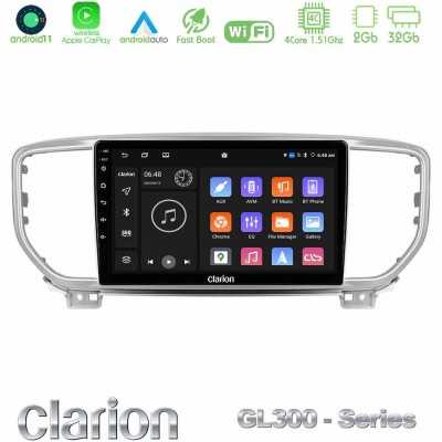 Clarion GL300 Series 4Core Android11 2+32GB Kia Sportage 2018-2021 Navigation Multimedia Tablet 9" Με Carplay & Android Auto
