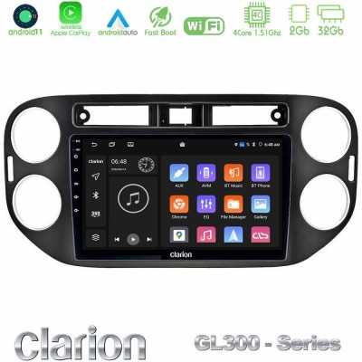 Clarion GL300 Series 4Core Android11 2+32GB VW Tiguan Navigation Multimedia Tablet 9" (23mm alarm button) Με Carplay & Android A