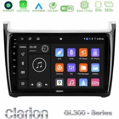 Clarion GL300 Series 4Core Android11 2+32GB Vw Polo 2014-2017 Navigation Multimedia Tablet 9" Με Carplay & Android Auto