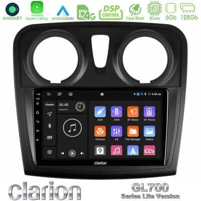 Clarion GL700 Lite Series 8Core Android11 6+128GB Dacia Sandero 2014-2020 Navigation Multimedia Tablet 9" Με Carplay & Android A