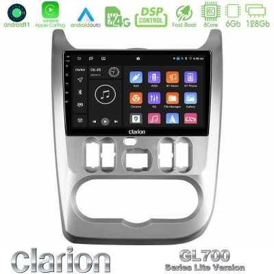 Clarion GL700 Lite Series 8Core Android11 6+128GB Dacia Duster/Sandero/Logan Navigation Multimedia Tablet 9" Με Carplay & Androi