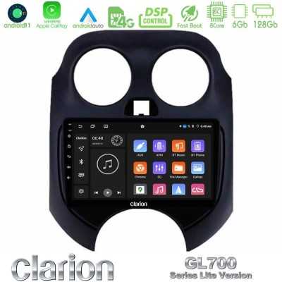 Clarion GL700 Lite Series 8Core Android11 6+128GB Nissan Micra 2011-2014 Navigation Multimedia Tablet 9" Με Carplay & Android Au
