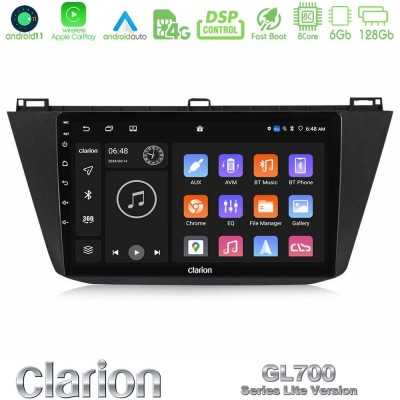Clarion GL700 Lite Series Vw Tiguan 2016-2022 8Core Android11 6+128GB Navigation Multimedia Tablet 10" Με Carplay & Android Auto