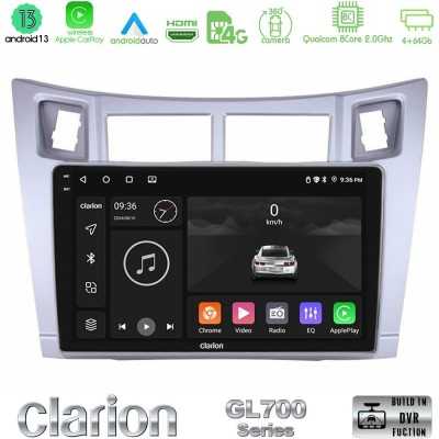 Clarion GL700 Series 8Core Android13 4+64GB Toyota Yaris Navigation Multimedia Tablet 9" (Ασημί Χρώμα) Με Carplay & Android Auto