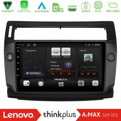Lenovo Thinkplus A2MAX Series 8Core Android15 4+64GB Citroen C4 2004-2010 Navigation Multimedia Tablet 9" (μαύρο χρώμα)