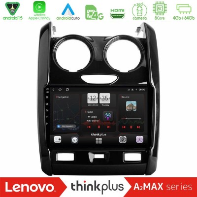Lenovo Thinkplus A2MAX Series 8Core Android15 4+64GB Dacia Duster 2014-2018 Navigation Multimedia Tablet 9"