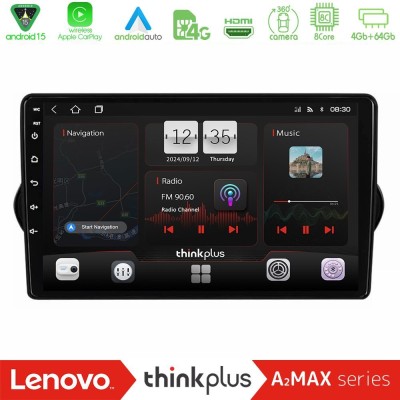 Lenovo Thinkplus A2MAX Series 8Core Android15 4+64GB Fiat Tipo 2015-2022 (Hatchback) Navigation Multimedia Tablet 9"