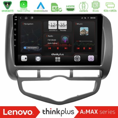Lenovo Thinkplus A2MAX Series 8Core Android15 4+64GB Honda Jazz 2002-2008 (Auto A/C) Navigation Multimedia Tablet 9"