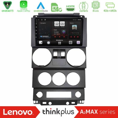 Lenovo Thinkplus A2MAX Series 8Core Android15 4+64GB Jeep Wrangler 2Door 2008-2010 Navigation Multimedia Tablet 9"