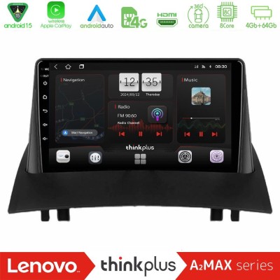 Lenovo Thinkplus A2MAX Series 8Core Android15 4+64GB Renault Megane 2 2002-2008 Navigation Multimedia Tablet 9"