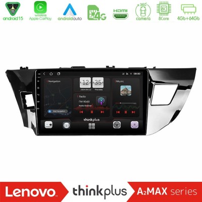 Lenovo Thinkplus A2MAX Series 8Core Android15 4+64GB Toyota Corolla 2014-2016 Navigation Multimedia Tablet 9"
