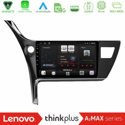 Lenovo Thinkplus A2MAX Series 8Core Android15 4+64GB Toyota Corolla 2017-2018 Navigation Multimedia Tablet 10"