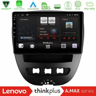 Lenovo Thinkplus A2MAX Series 8Core Android15 4+64GB Toyota Aygo/Citroen C1/Peugeot 107 Navigation Multimedia Tablet 10"