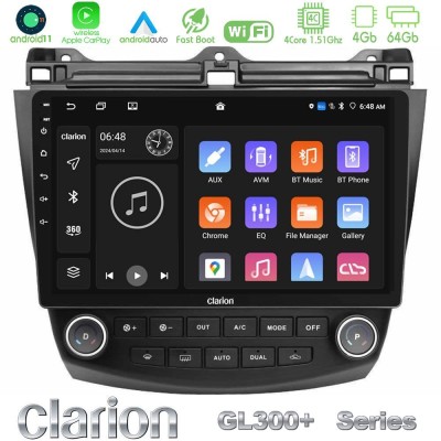 Clarion GL300+ Series 4Core Android11 4+64GB Honda Accord 2002-2008 Navigation Multimedia Tablet 10"