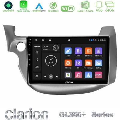Clarion GL300+ Series 4Core Android11 4+64GB Honda Jazz 2009-2013 Navigation Multimedia Tablet 10"