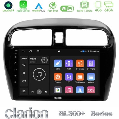 Clarion GL300+ Series 4Core Android11 4+64GB Mitsubishi Space Star 2013-2016 Navigation Multimedia Tablet 9"