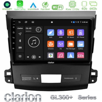 Clarion GL300+ Series 4Core Android11 4+64GB Mitsubishi Outlander/Citroen C-Crosser/Peugeot 4007 Navigation Multimedia Tablet 9"