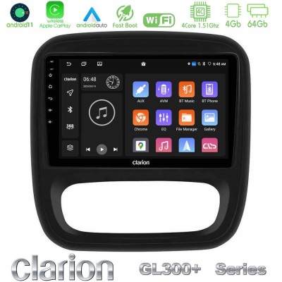 Clarion GL300+ Series 4Core Android11 4+64GB Renault/Nissan/Opel/Fiat Navigation Multimedia Tablet 9"