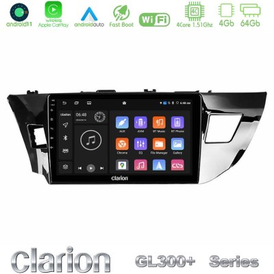 Clarion GL300+ Series 4Core Android11 4+64GB Toyota Corolla 2014-2016 Navigation Multimedia Tablet 9"