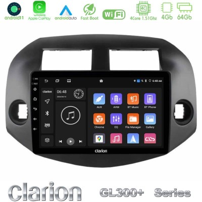 Clarion GL300+ Series 4Core Android11 4+64GB Toyota Rav4 2006-2012 Navigation Multimedia Tablet 10"