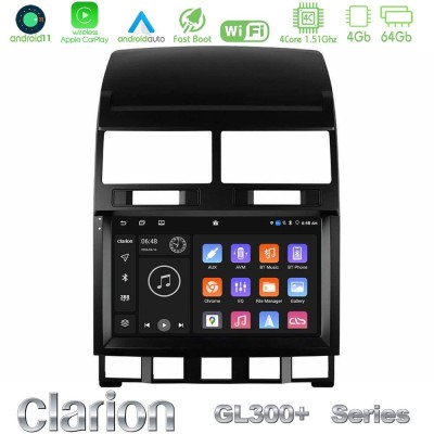 Clarion GL300+ Series 4Core Android11 4+64GB VW Touareg 2002 – 2010 Navigation Multimedia Tablet 9"