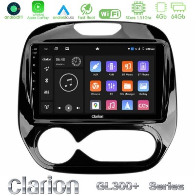 Clarion GL300+ Series 4Core Android11 4+64GB Renault Captur 2013-2019 (Facelift) Navigation Multimedia Tablet 9"