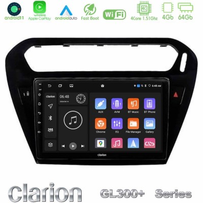 Clarion GL300+ Series 4Core Android11 4+64GB Citroen C-Elysee / Peugeot 301 Navigation Multimedia Tablet 9" (Μαύρο))