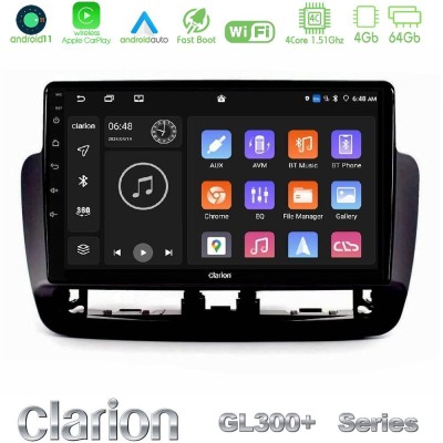 Clarion GL300+ Series 4Core Android11 4+64GB Seat Ibiza 2012-2015 Navigation Multimedia Tablet 9" (Piano Black)