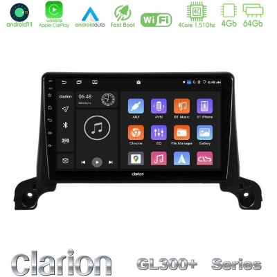 Clarion GL300+ Series 4Core Android11 4+64GB Peugeot 3008/5008 2017-2023 Navigation Multimedia Tablet 9"