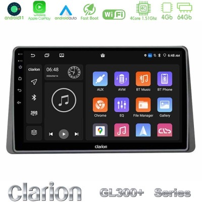 Clarion GL300+ Series 4Core Android11 4+64GB Dacia Duster 2022- Navigation Multimedia Tablet 9"