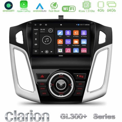 Clarion GL300+ Series 4Core Android11 4+64GB Ford Focus 2012-2018 Navigation Multimedia Tablet 9"