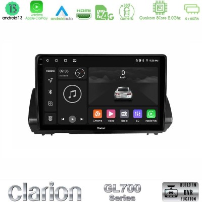 Clarion GL700 Series 8Core Android13 4+64GB Dacia Sandero/Logan/Jogger 2022- Navigation Multimedia Tablet 9" Με Carplay & Androi