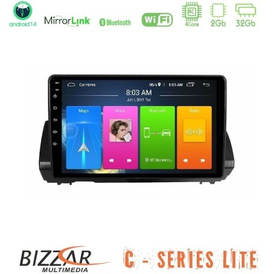 Bizzar C Series Lite 4Core Android14 2+32GB Dacia Sandero/Logan/Jogger 2022- Navigation Multimedia Tablet 9"
