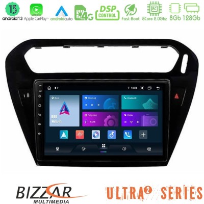 Bizzar G+ Series Citroen C-Elysee / Peugeot 301 8core Android14 6+128GB Navigation Multimedia Tablet 9"