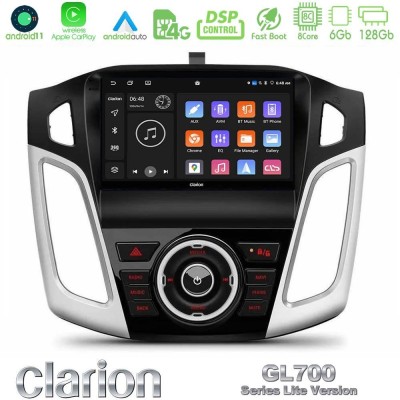 Clarion GL700 Lite Series 8Core Android11 6+128GB Ford Focus 2012-2018 Navigation Multimedia Tablet 9" Με Carplay & Android Auto