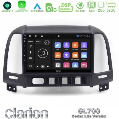 Clarion GL700 Lite Series 8Core Android11 2+32GB Hyundai Santa Fe 2006-2013 Navigation Multimedia Tablet 9" Με Carplay & Android