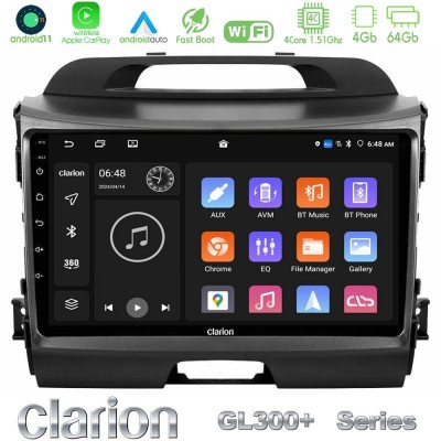 Clarion GL300+ Series 4Core Android11 4+64GB Kia Sportage Navigation Multimedia Tablet 9"