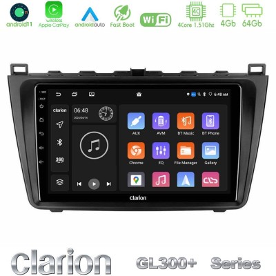 Clarion GL300+ Series 4Core Android11 4+64GB Mazda 6 2008-2012 Navigation Multimedia Tablet 9"