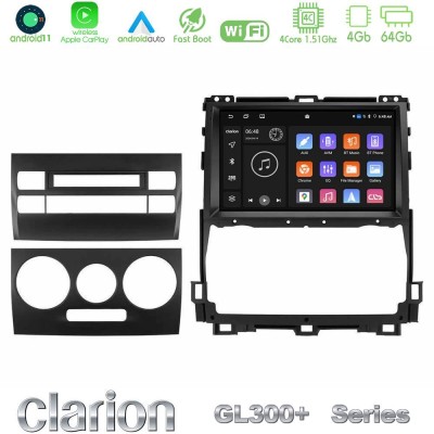 Clarion GL300+ Series 4Core Android11 4+64GB Toyota Land Cruiser J120 2002-2009 Navigation Multimedia Tablet 9"