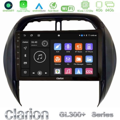 Clarion GL300+ Series 4Core Android11 4+64GB Toyota RAV4 2001-2005 (Auto A/C) Navigation Multimedia Tablet 9"