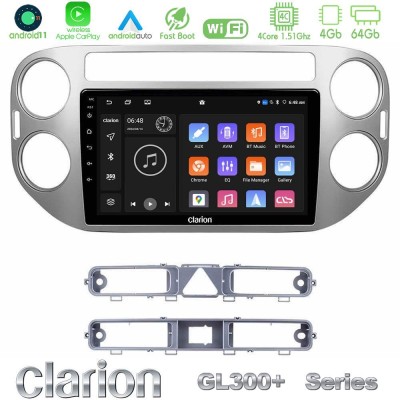 Clarion GL300+ Series 4Core Android11 4+64GB VW Tiguan Navigation Multimedia Tablet 9"
