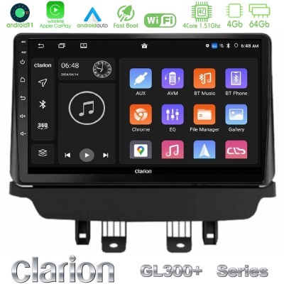 Clarion GL300+ Series 4Core Android11 4+64GB Mazda 2 2014-2021 Navigation Multimedia Tablet 9"