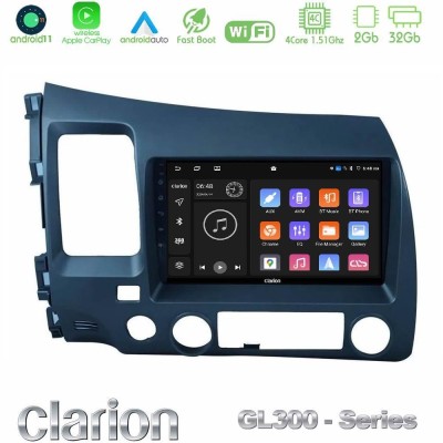 Clarion GL300 Series 4Core Android11 2+32GB Honda Civic 2006-2011 Navigation Multimedia Tablet 9" Με Carplay & Android Auto