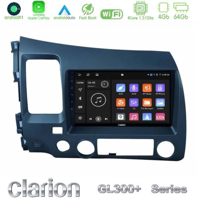 Clarion GL300+ Series 4Core Android11 4+64GB Honda Civic 2006-2011 Navigation Multimedia Tablet 9"