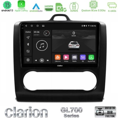 Clarion GL700 Series 8Core Android13 4+64GB Ford Focus Auto AC Navigation Multimedia Tablet 9" Με Carplay & Android Auto